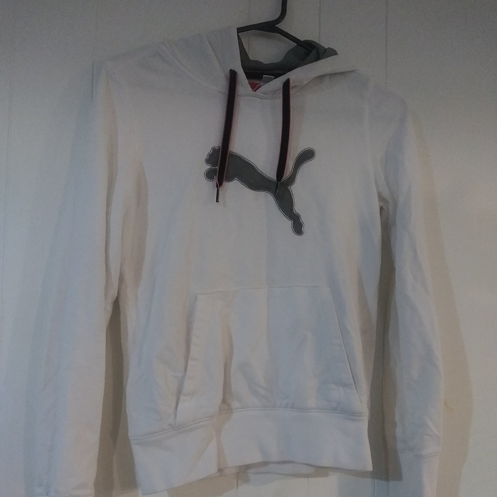 Puma White Hooded Sweater Sport Lifestyle Small